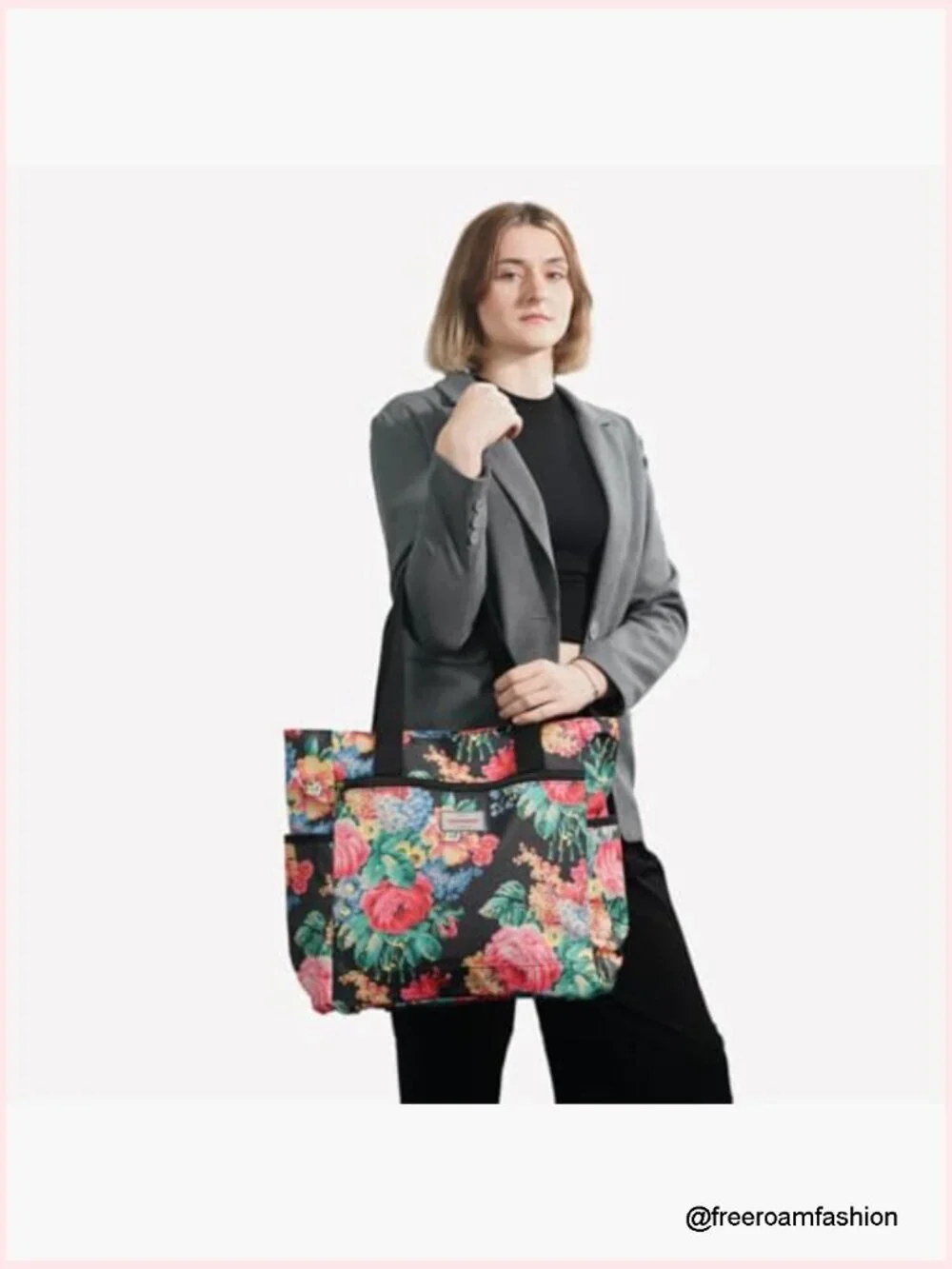 Lightweight Waterproof Nylon Tote Bag with Zipper, Durable Designer Handbag for